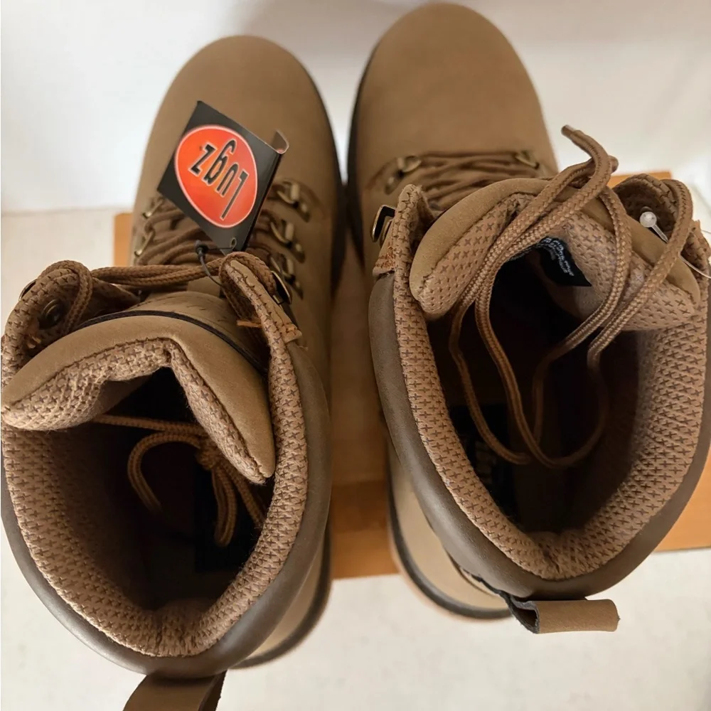 NWT LUGZ Scaffold Tan/Brown Lace-Up Work Hike Boots Men’s Sz 8.5 Slip Resistant